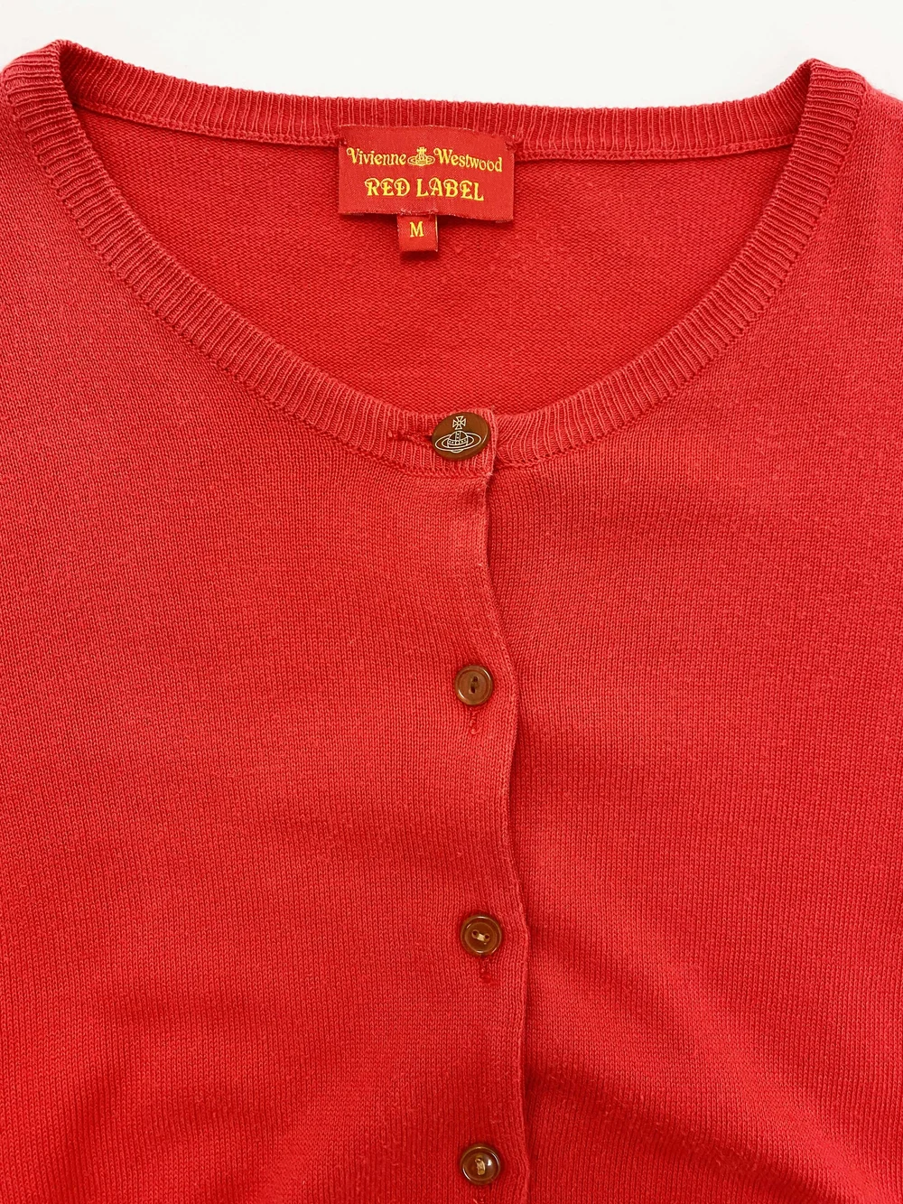 Vivienne Westwood red orb cardigan — JAMES VELORIA