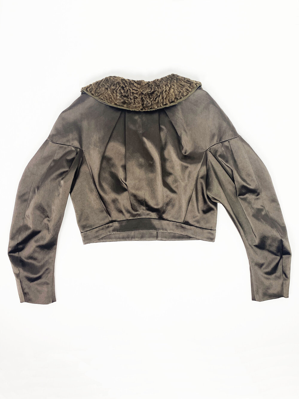 John Galliano fur collar satin jacket — JAMES VELORIA
