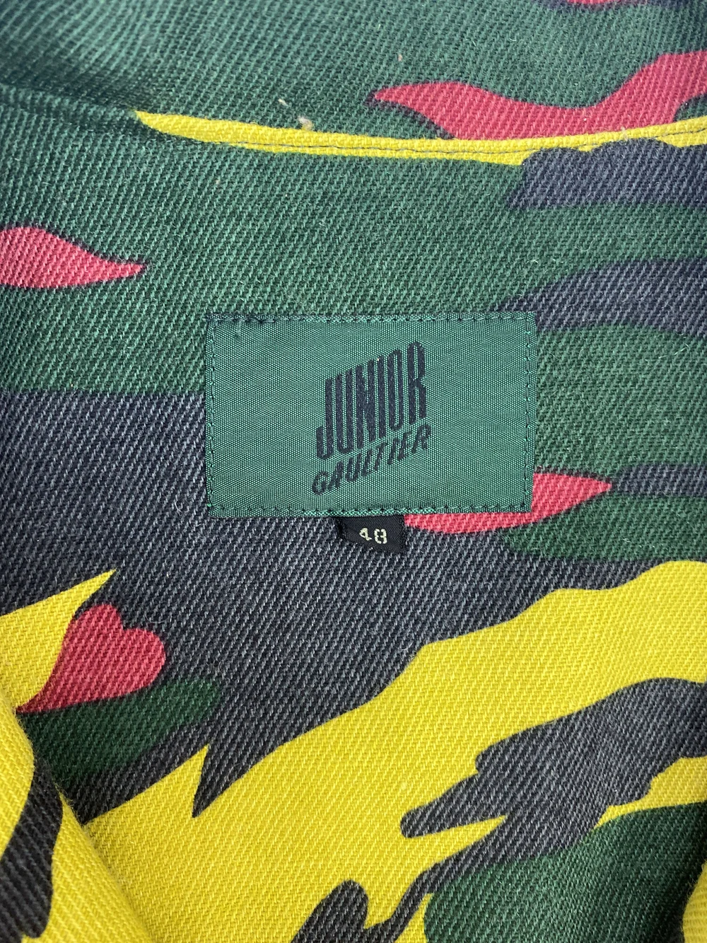 JUNIOR GAULTIER 迷彩柄トラッカージャケット　48サイズ ジュニアゴルチエJUNIOR GAULTIER ラペル切替トラッカージャケット 黒