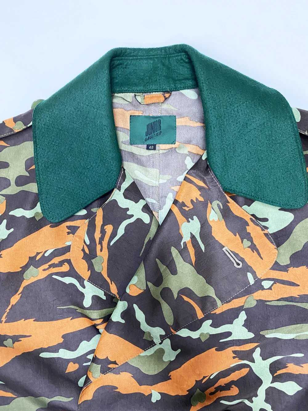 Jean Paul Gaultier 90s camo print trench coat — JAMES VELORIA