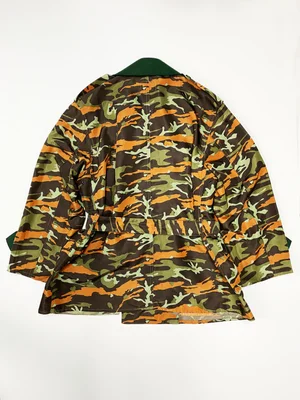 89年JUNIOR GAULTIER Archive Camo Overcoat Jean Paul Gaultier 90s camo print trench coat — JAMES VELORIA