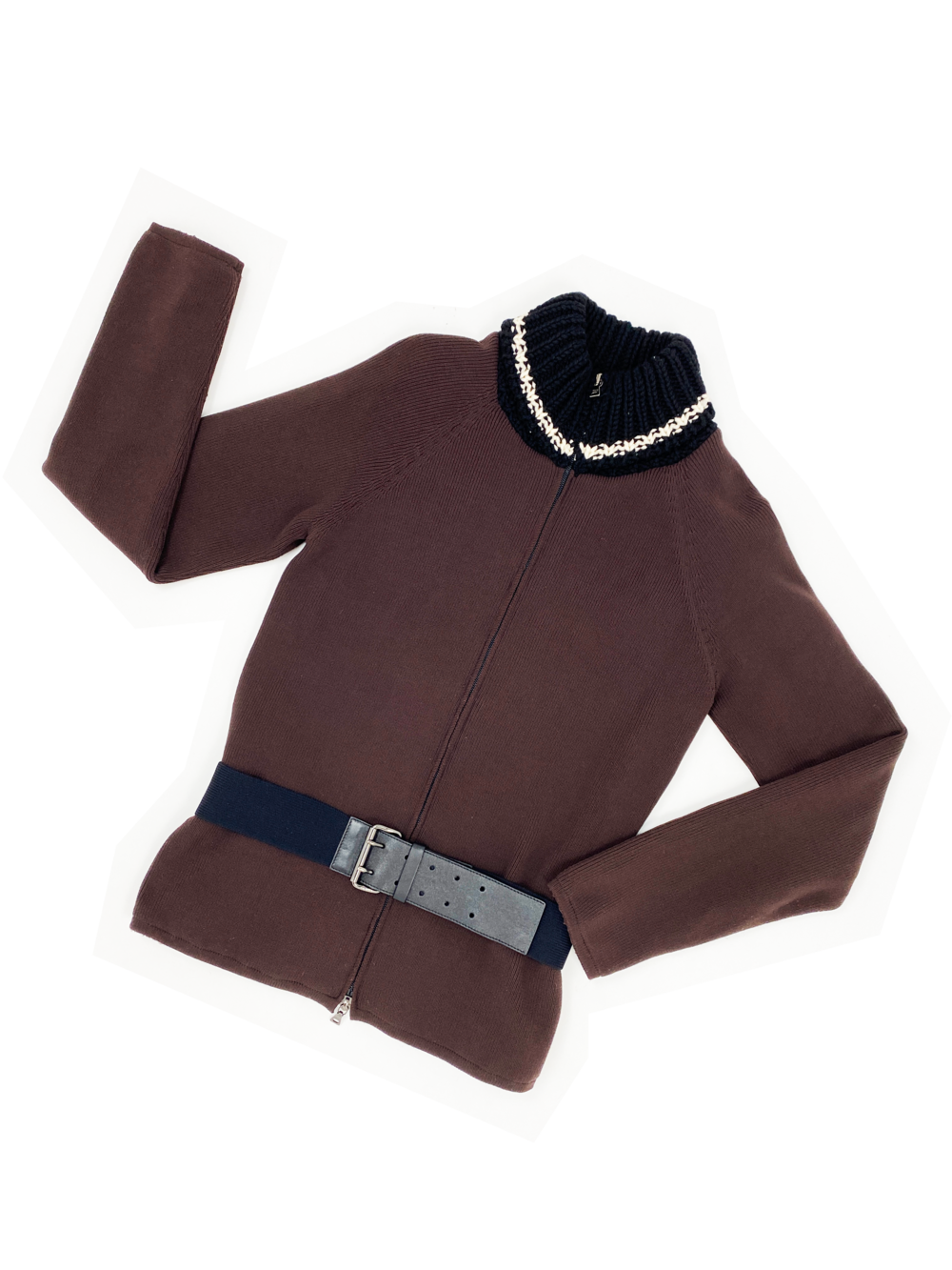 Prada Sport brown belted knit jacket — JAMES VELORIA