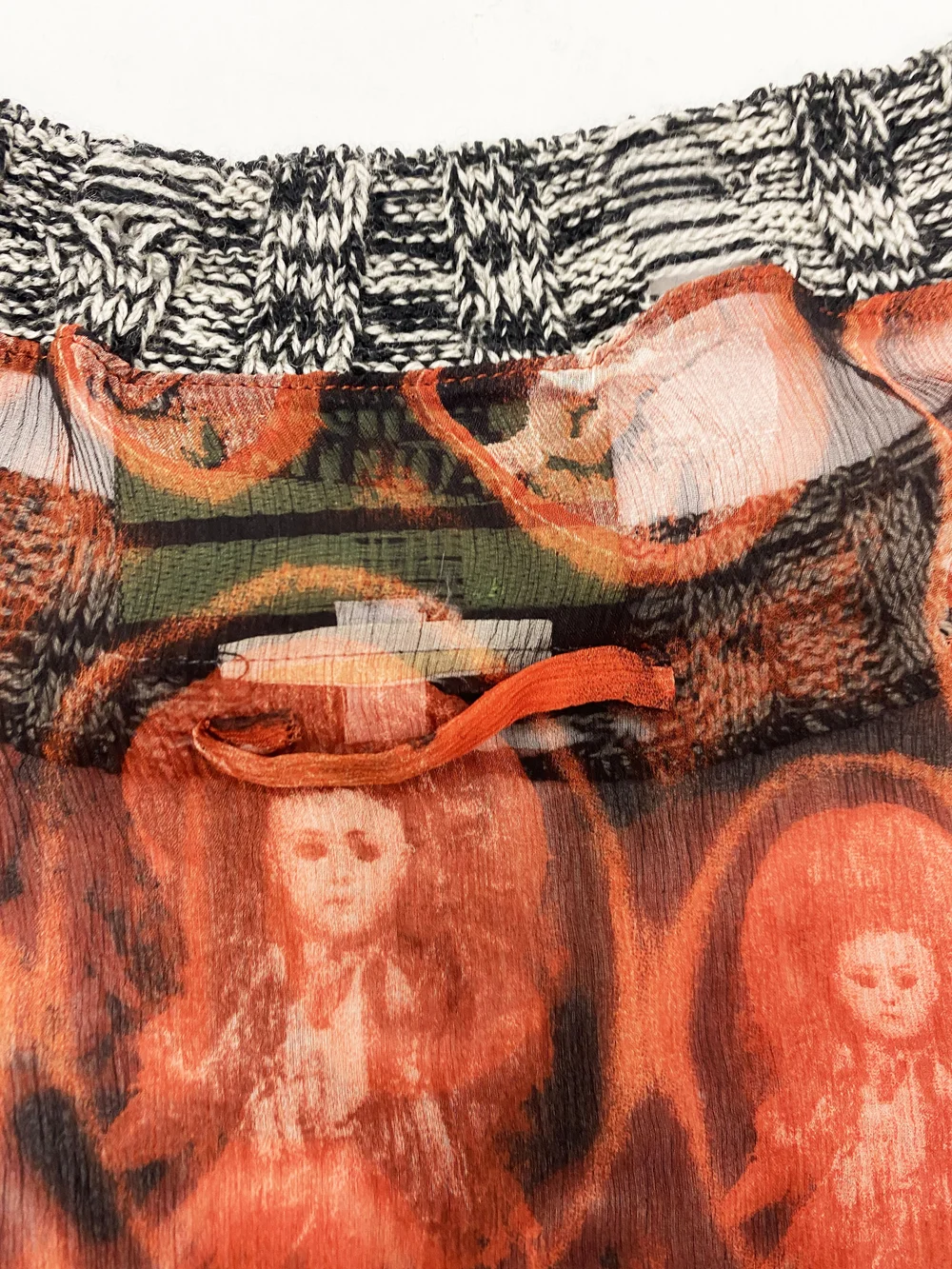 Jean Paul Gaultier F/W 2003 doll print silk top — JAMES VELORIA