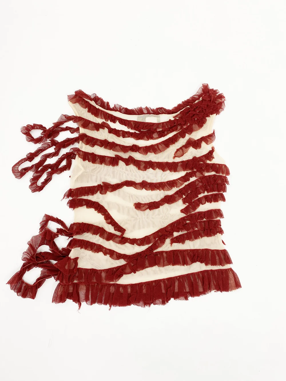 Jean Paul Gaultier S/S 2002 deconstructed mesh ruffle top