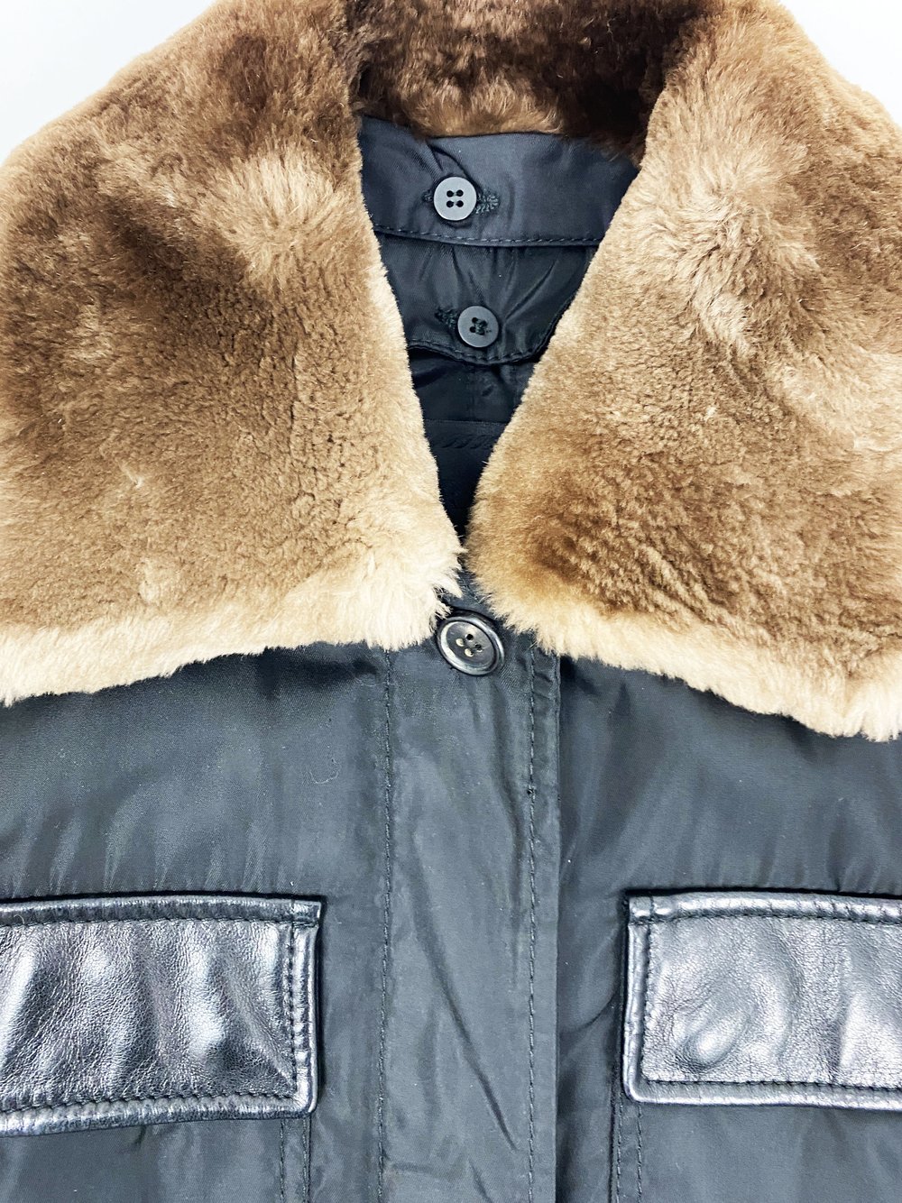 ジャケット・アウター 90s PRADA nylon fur vest archive Prada Vintage Archive Fall 1994 Black Nylon Zipper Multi