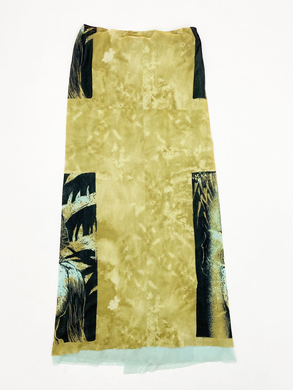 Jean Paul Gaultier 90s printed mesh wrap skirt — JAMES VELORIA Jean Paul Gaultier 90s printed mesh wrap skirt — JAMES VELORIA