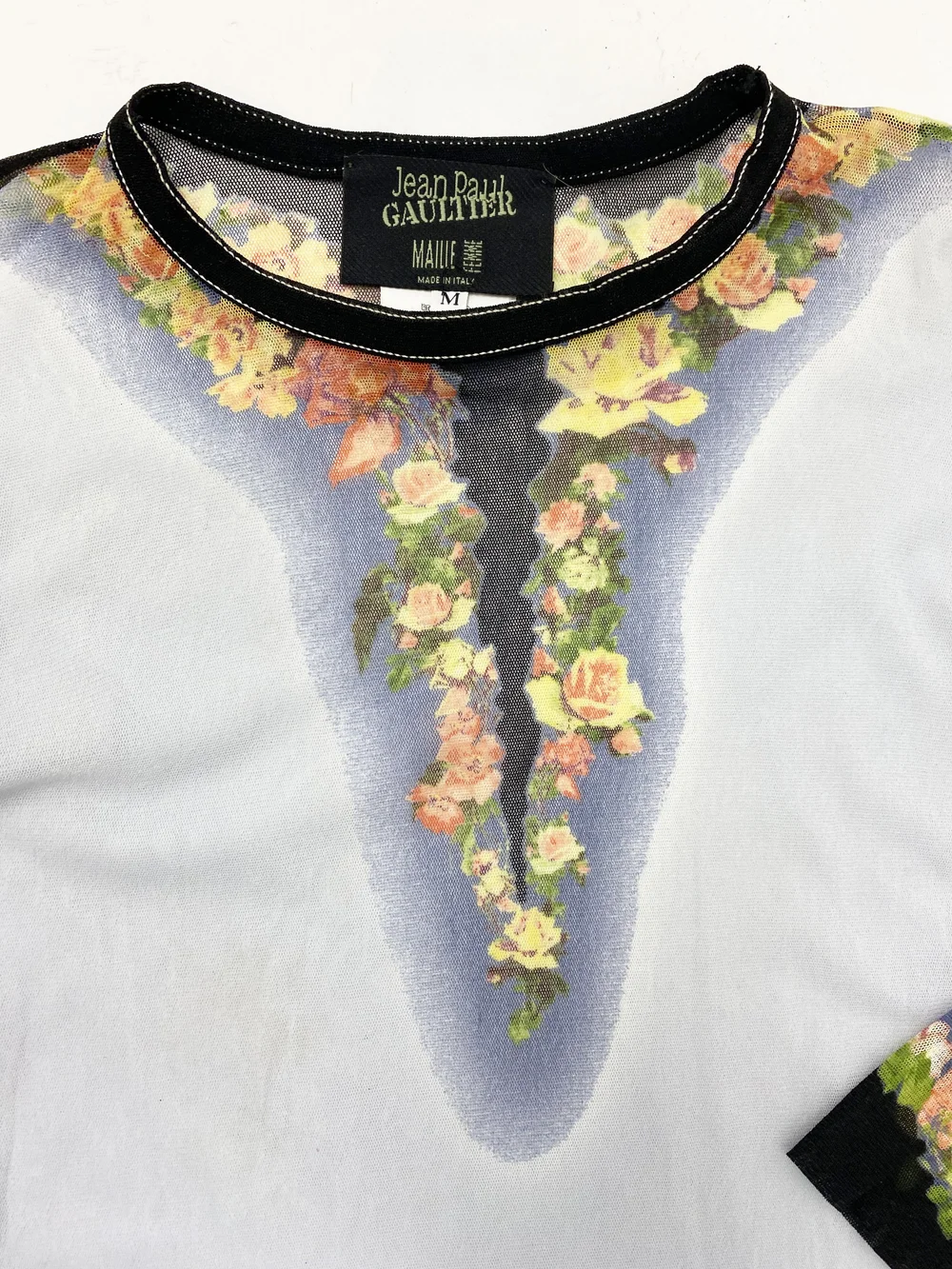 Jean Paul Gaultier floral trim mesh top — JAMES VELORIA