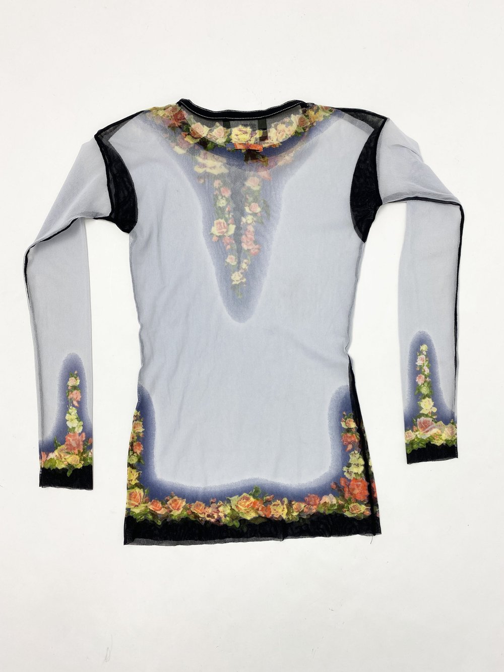 Jean Paul Gaultier floral trim mesh top — JAMES VELORIA