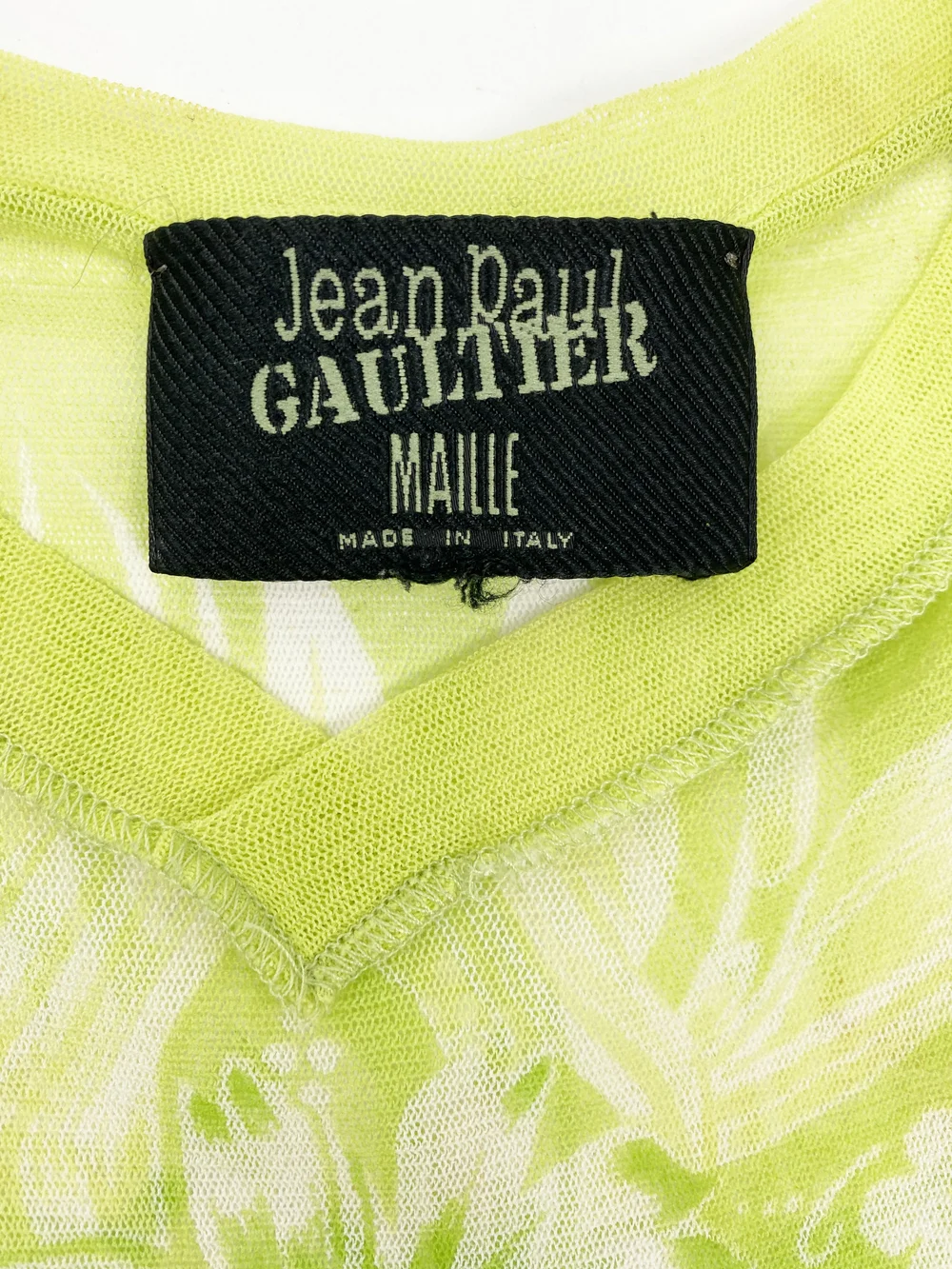 Jean Paul Gaultier 90s tropical print mesh top — JAMES VELORIA