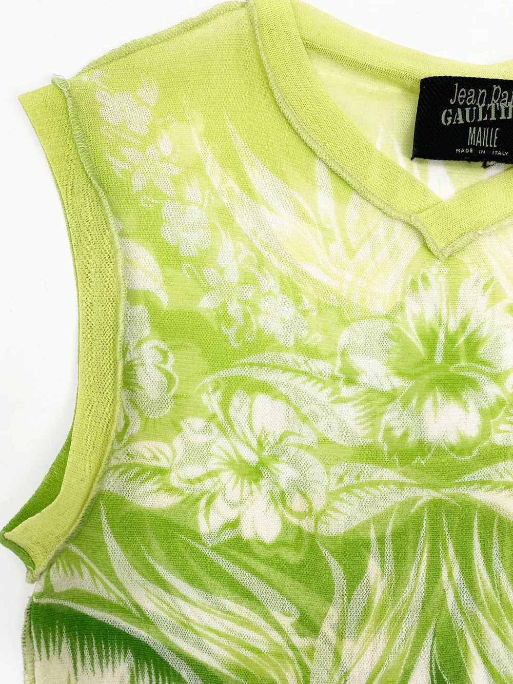 Jean Paul Gaultier 90s tropical print mesh top — JAMES VELORIA