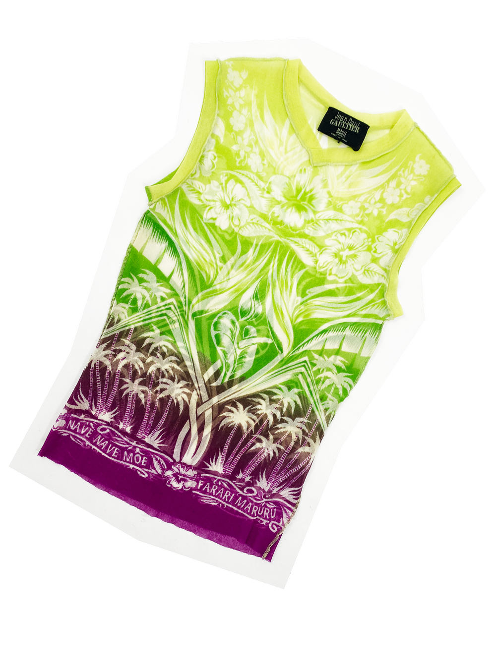 Jean Paul Gaultier 90s tropical print mesh top — JAMES VELORIA