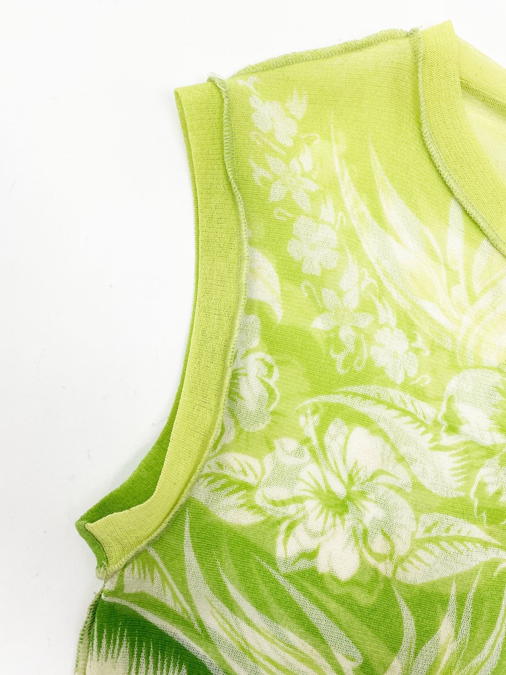 Jean Paul Gaultier 90s tropical print mesh top — JAMES VELORIA