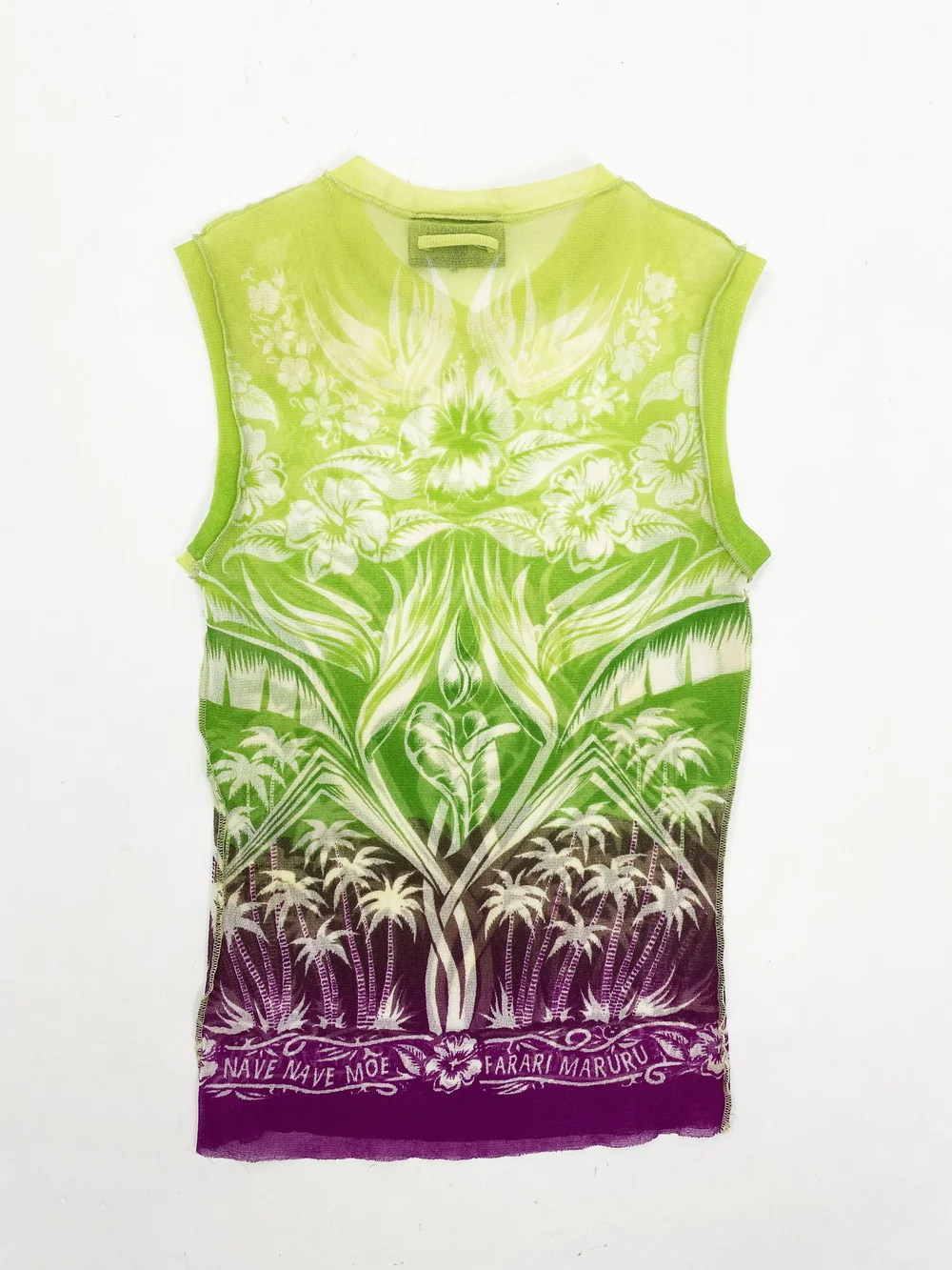 Jean Paul Gaultier 90s tropical print mesh top — JAMES VELORIA