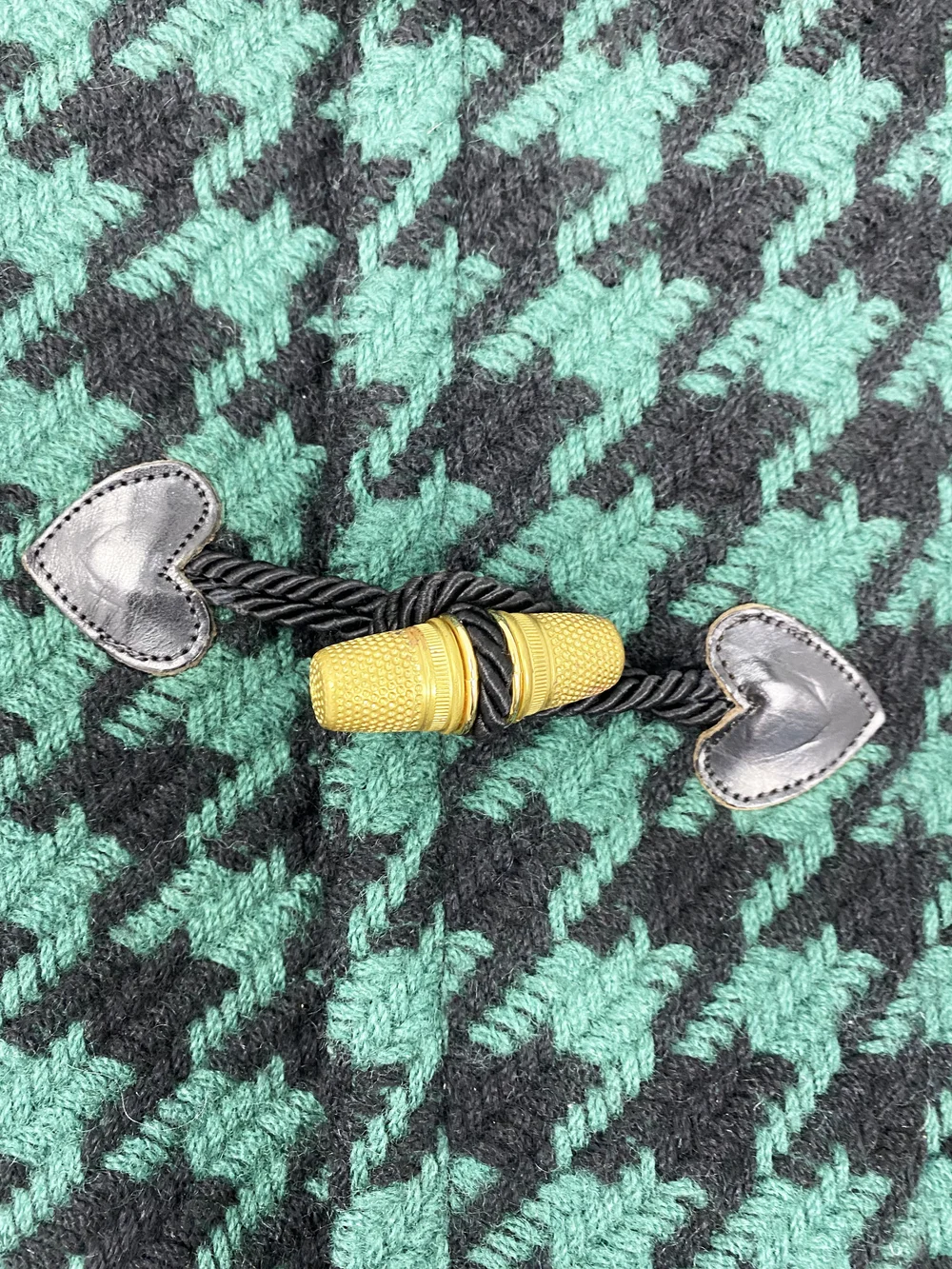 Moschino 90s green houndstooth toggle coat — JAMES VELORIA