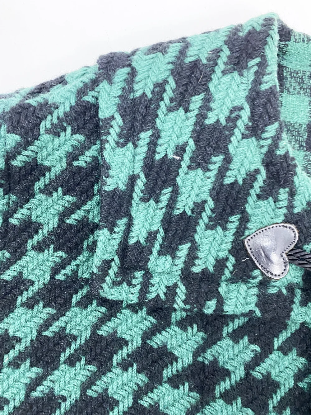 Moschino 90s green houndstooth toggle coat — JAMES VELORIA