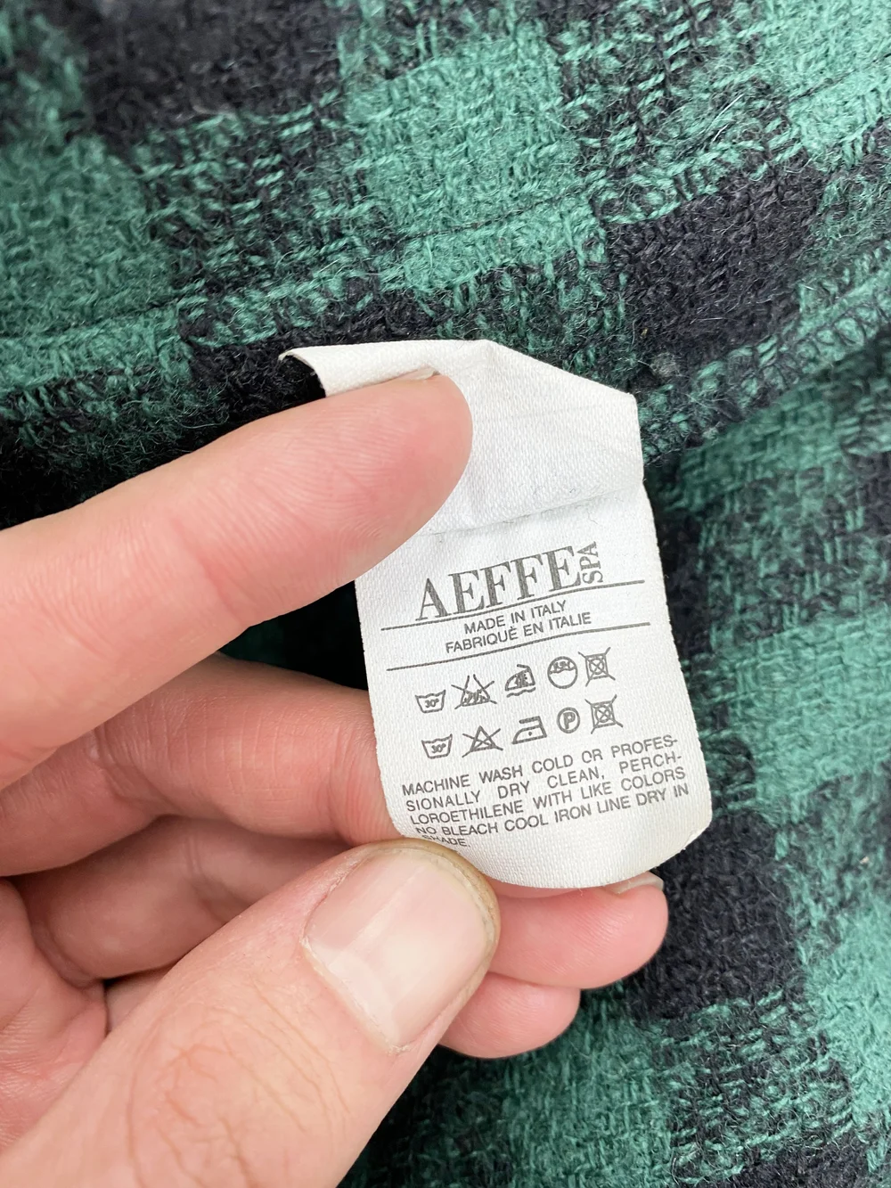 Moschino 90s green houndstooth toggle coat — JAMES VELORIA