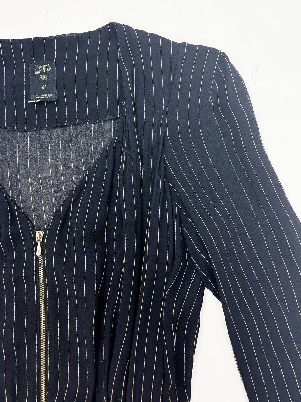 Jean Paul Gaultier S/S 1995 pinstriped dress — JAMES VELORIA