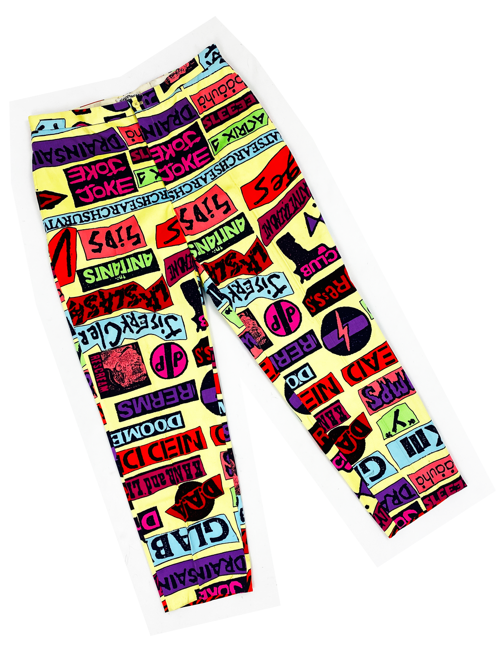 Stephen Sprouse 1988 punk rock sticker print pants — JAMES VELORIA