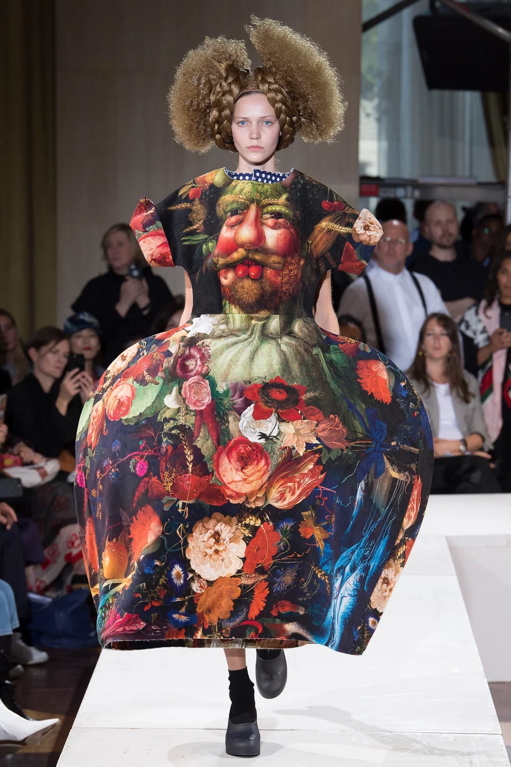 Comme des Garcons S/S 2018 vegetable face print velvet skirt