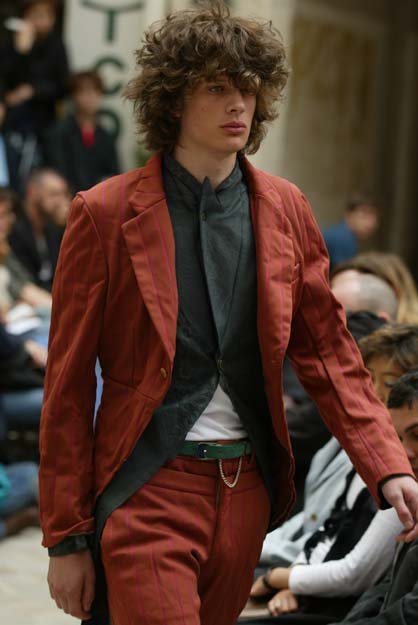 Comme des Garcons Homme Plus S/S 2003 green striped tail Comme des Garcons Homme Plus S/S 2003 green striped tail