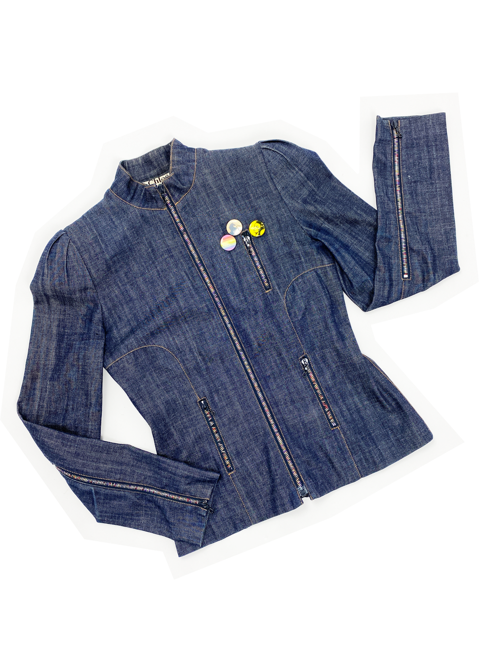 Chloe S/S 2001 rainbow zipper jean jacket — JAMES VELORIA