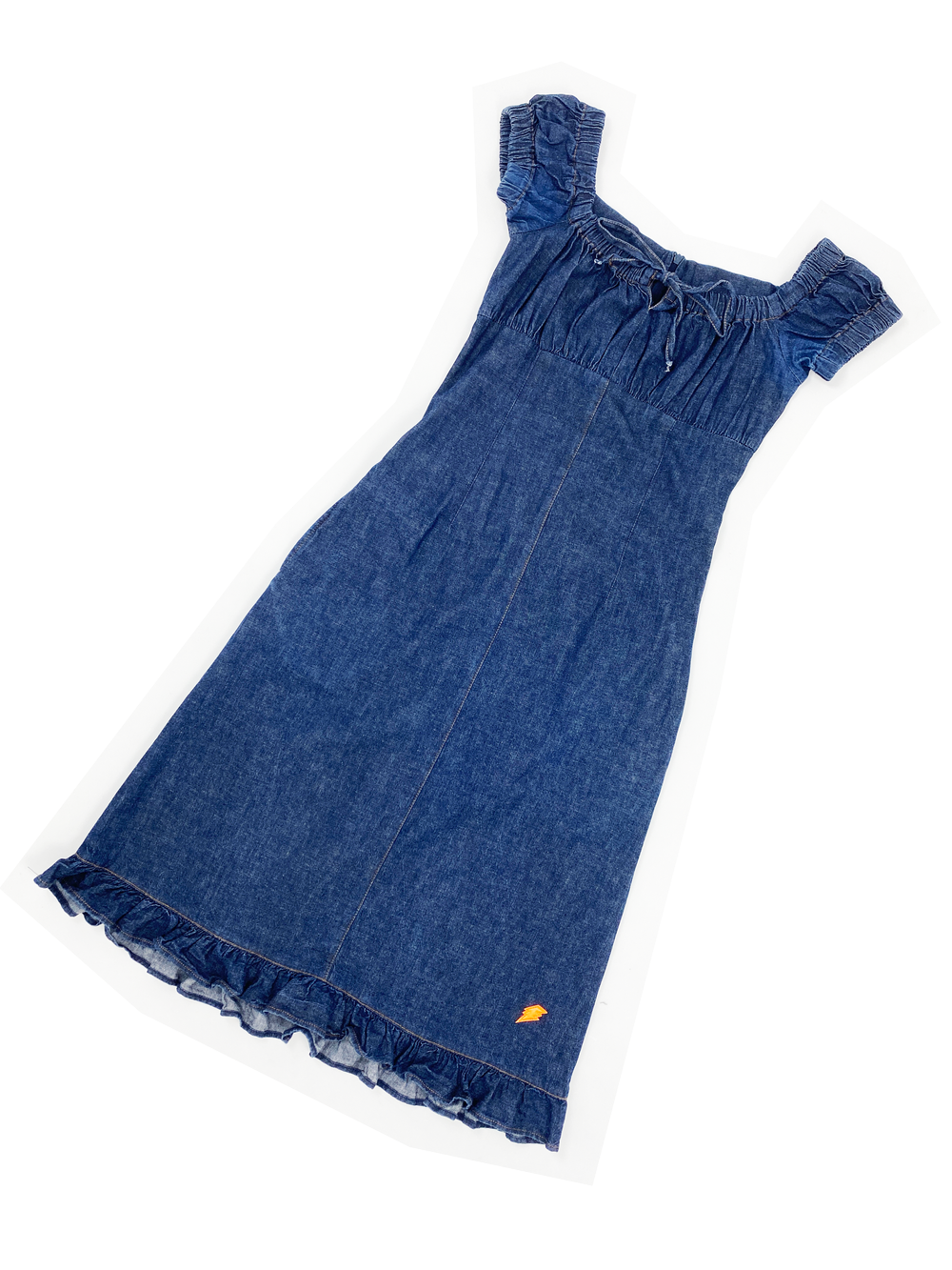 denim 90s dress Vintage 90s Denim Teacher Dress with Angel Applique – Shopexile main image 1