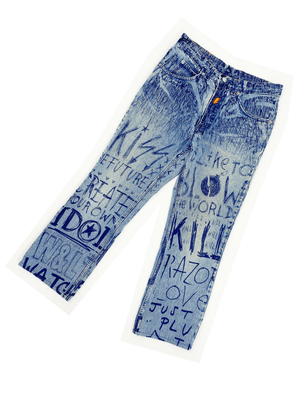 90s W&LT Denim Pants ② Wild & Lethal Print 90s graffiti print jeans — JAMES VELORIA