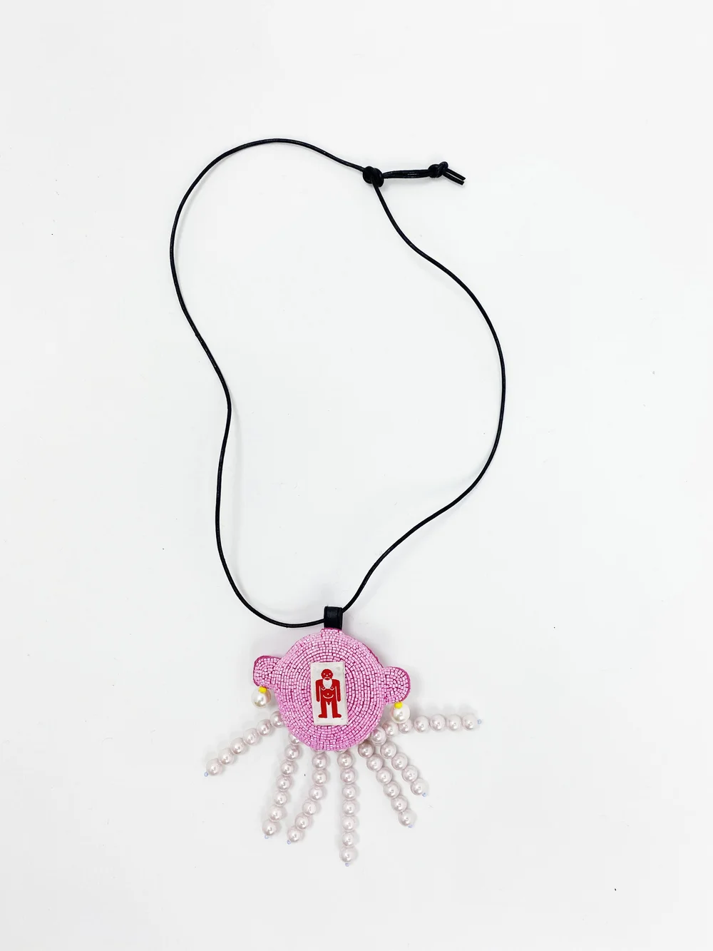 Walter Van Beirendonck beaded pink creature necklace — JAMES VELORIA