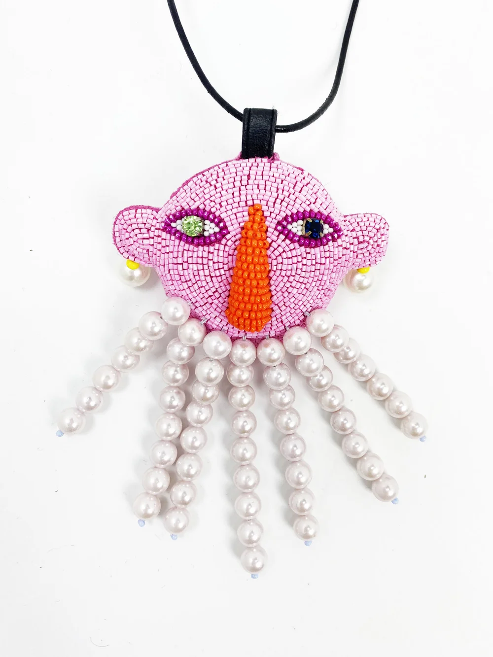 Walter Van Beirendonck beaded pink creature necklace — JAMES VELORIA