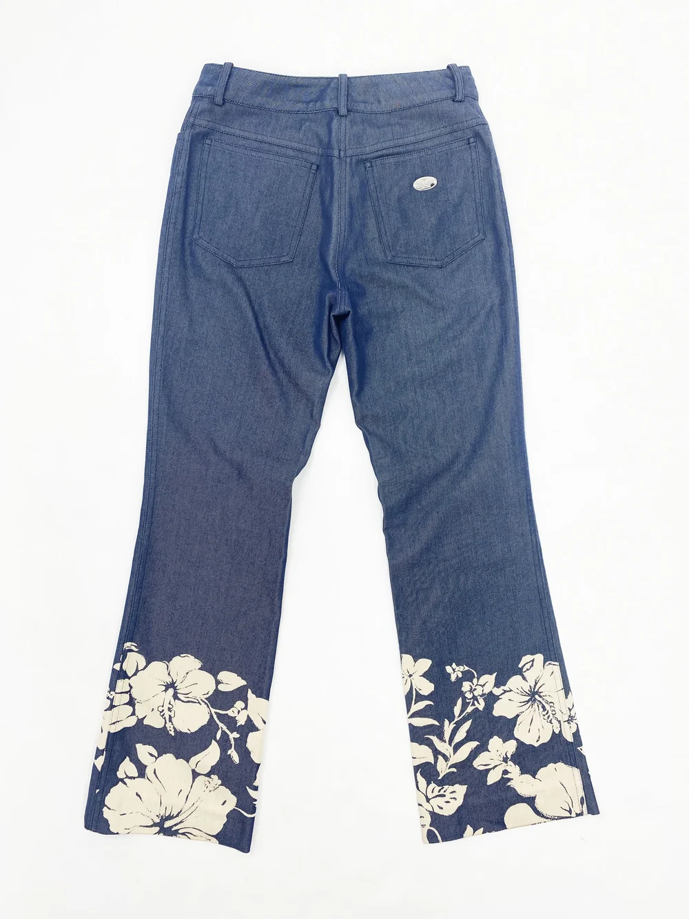 Celine S/S 2004 hibiscus print blue pants — JAMES VELORIA