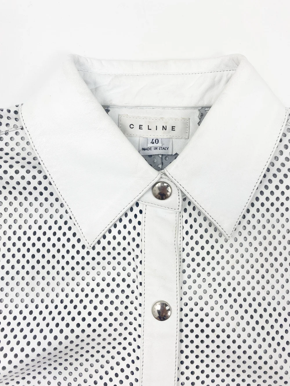 Celine S/S 2000 white perforated leather top — JAMES VELORIA