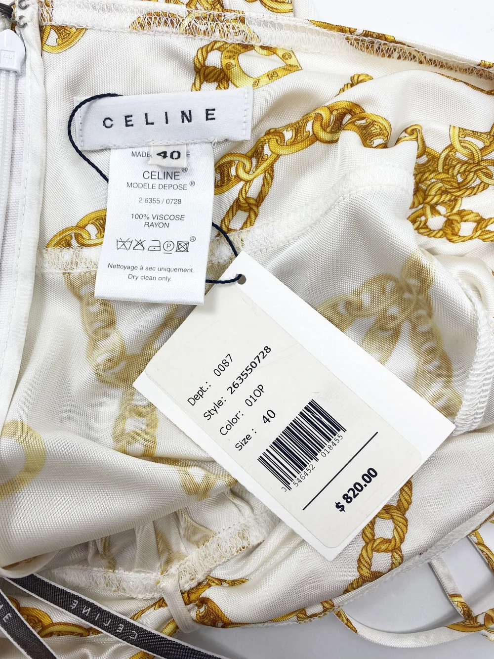 Celine S/S 2004 gold chain print halter dress  JAMES VELORIA