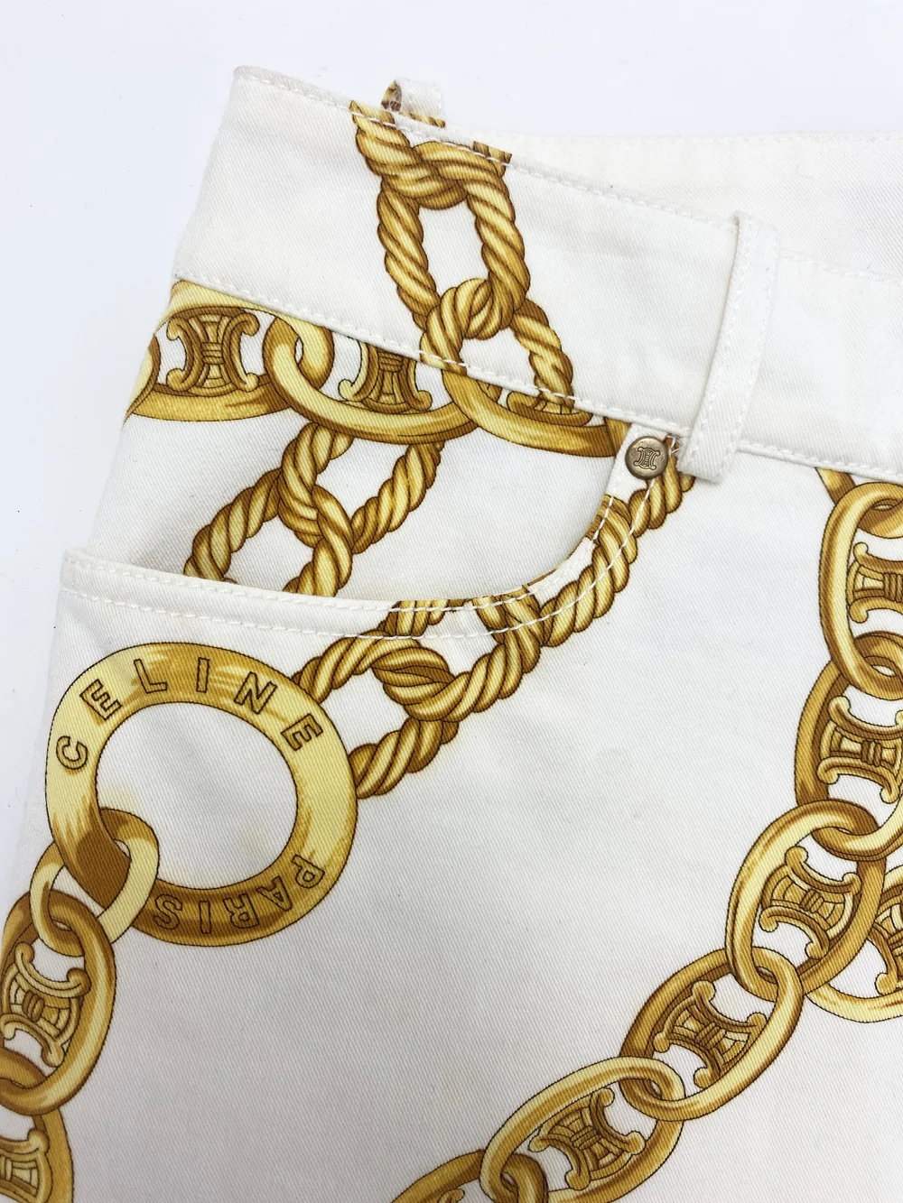 Celine S/S 2004 gold chain print pants — JAMES VELORIA