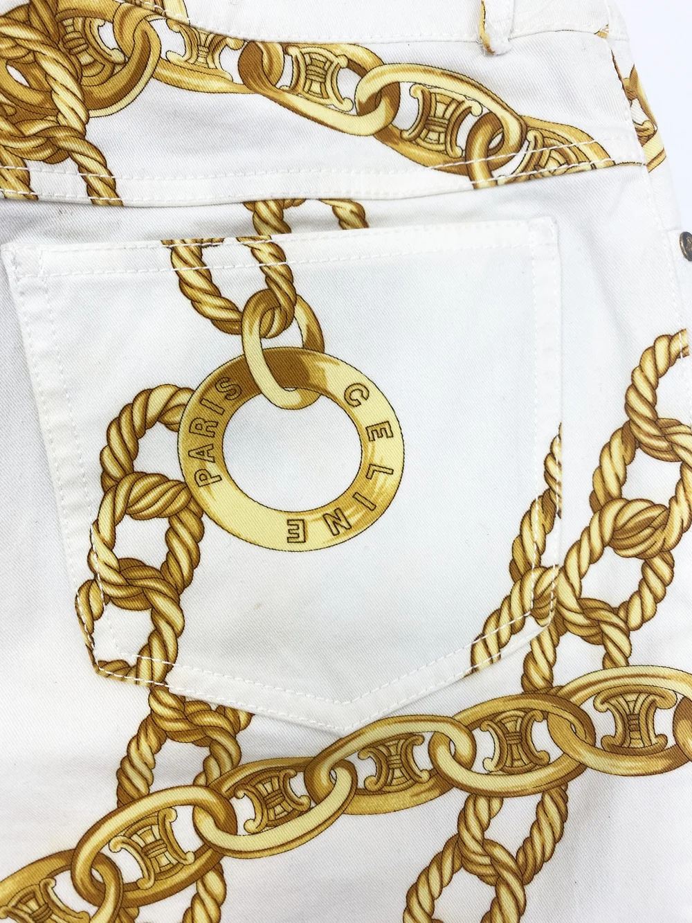Celine S/S 2004 gold chain print pants — JAMES VELORIA