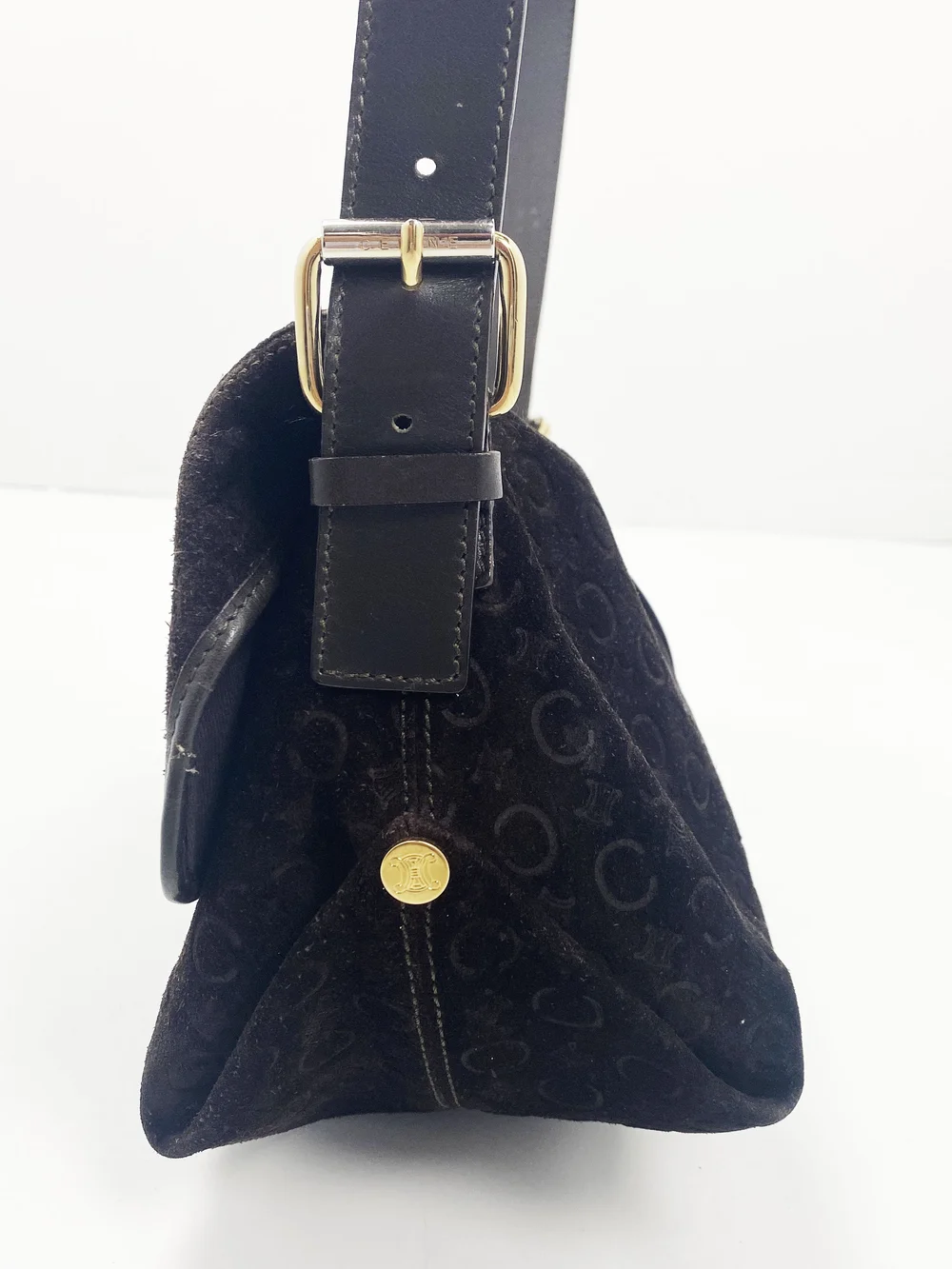 バッグ CELINE C MACADAM SUEDE SHOULDER BAG Celine C Macadam suede x leather Shoulder bag Brown | eBay