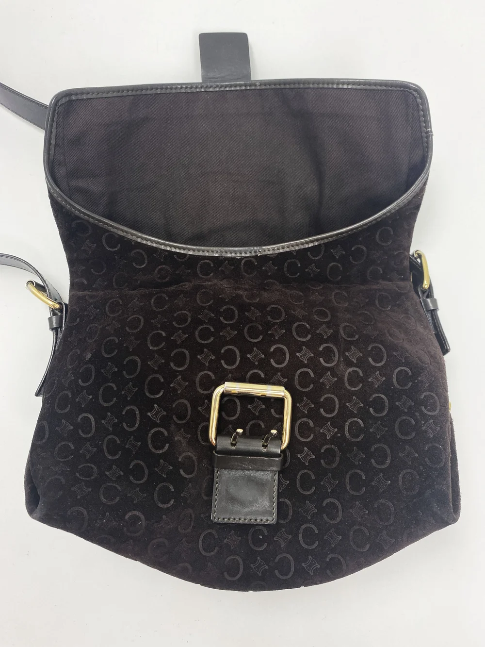 バッグ CELINE C MACADAM SUEDE ONE SHOULDER BAG Celine C Macadam One Shoulder Bag Khaki Suede Authentic | eBay