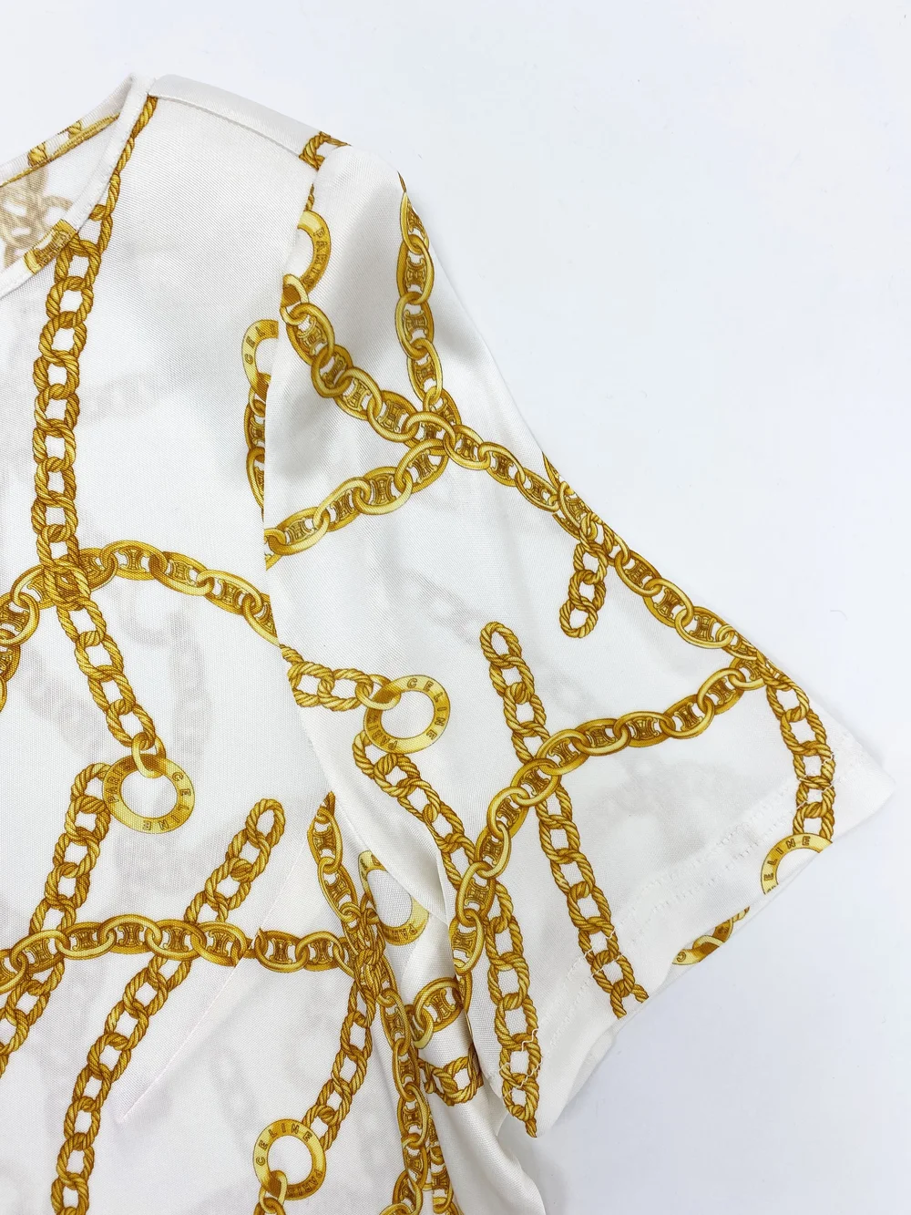 Celine S/S 2004 gold chain print top — JAMES VELORIA