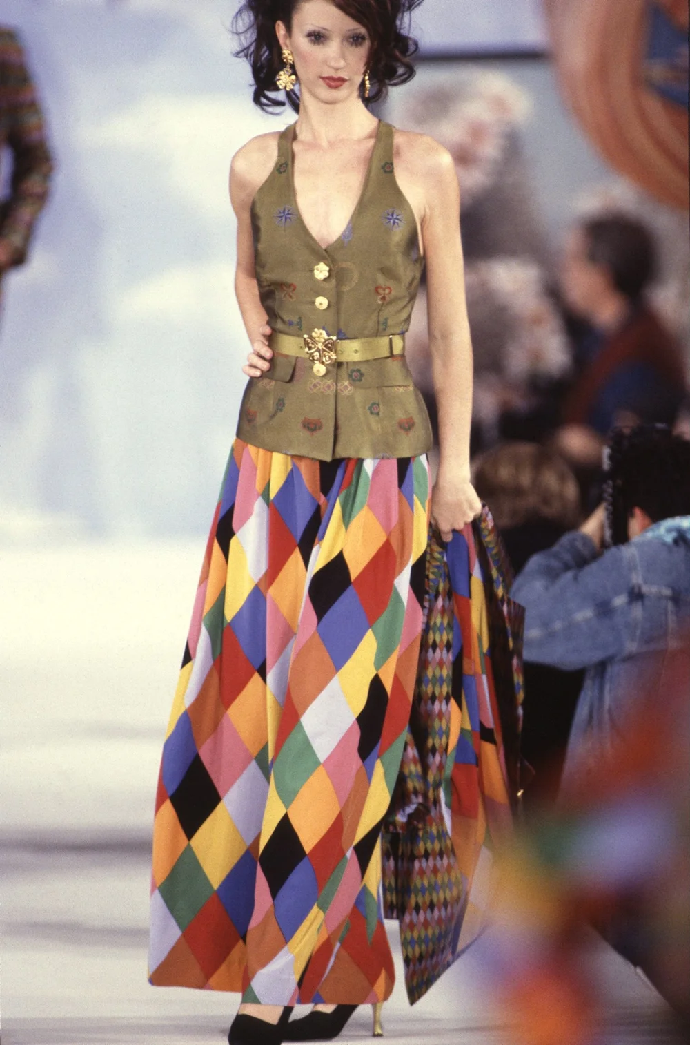Todd Oldham S/S 1993 harlequin print silk palazzo pants — JAMES