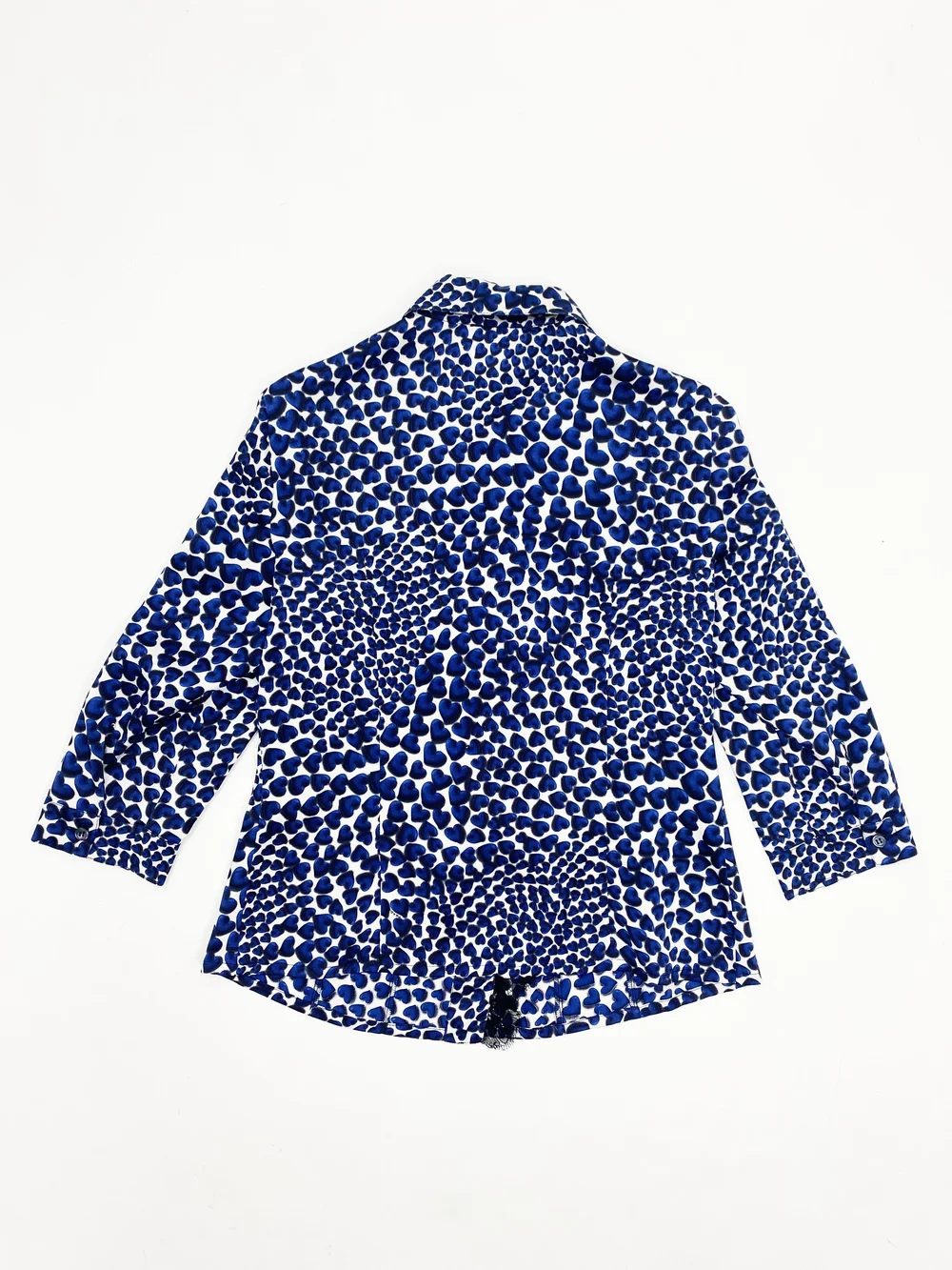 Prada S/S 2000 blue heart print silk top — JAMES VELORIA
