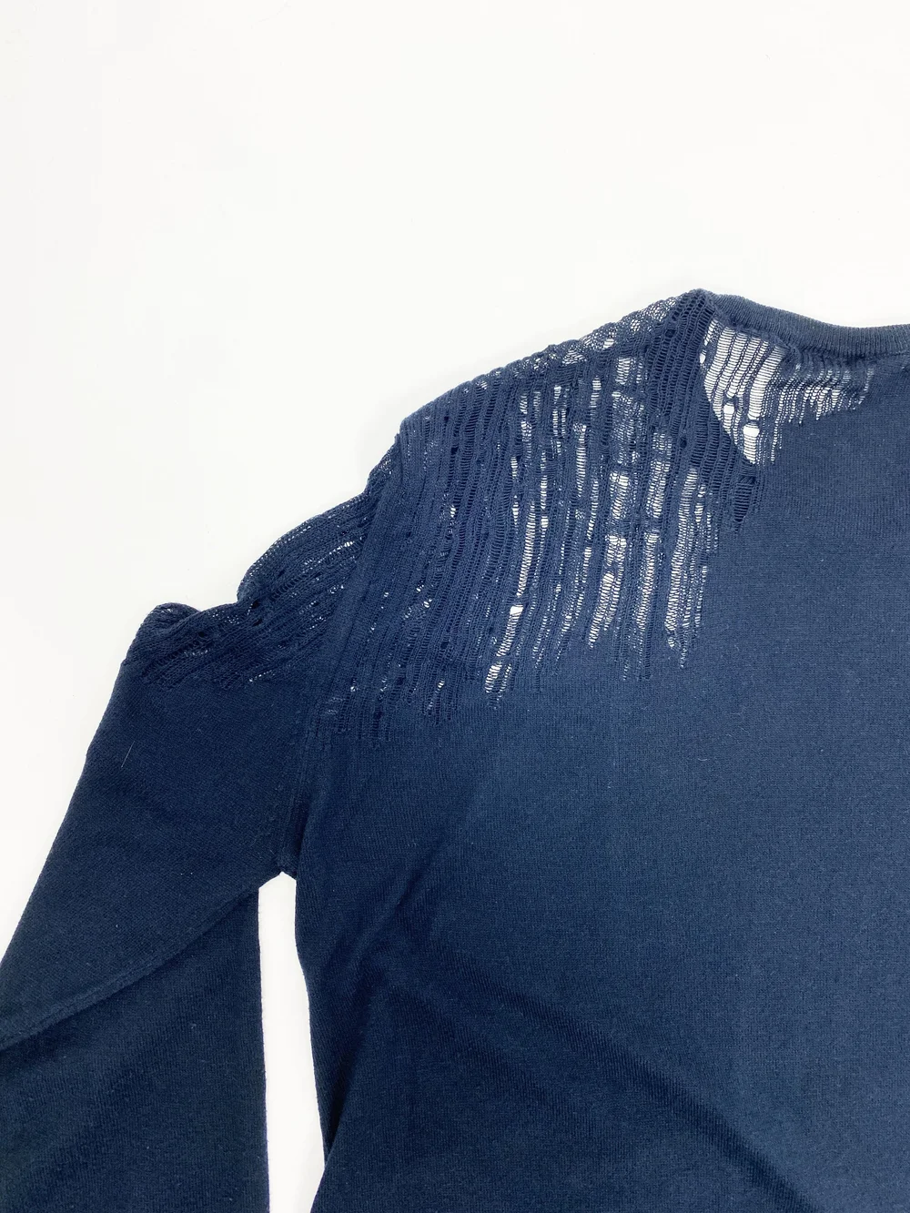 Dior Homme S/S 2006 shredded navy blue sweater — JAMES VELORIA
