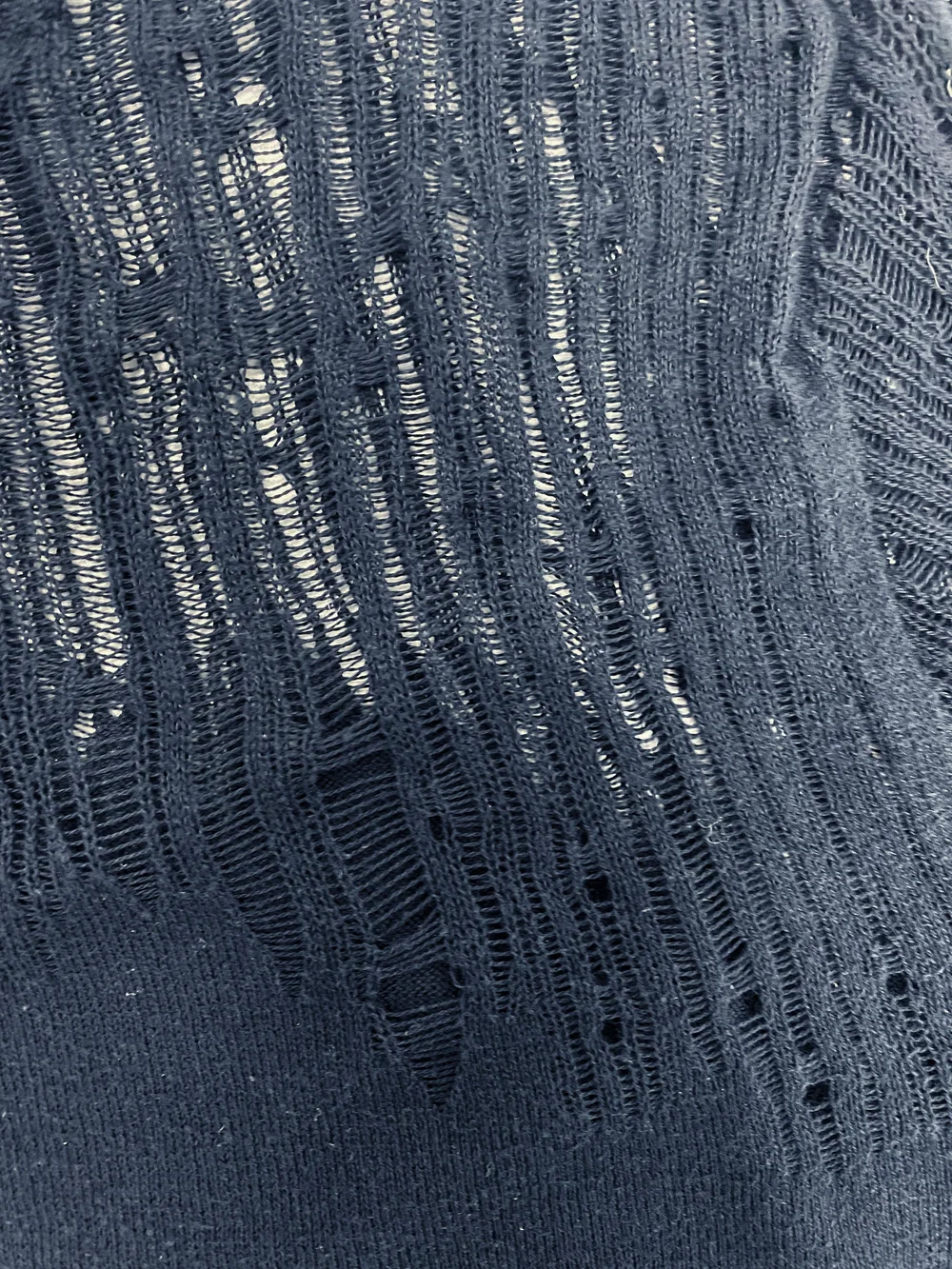 Dior Homme S/S 2006 shredded navy blue sweater — JAMES VELORIA