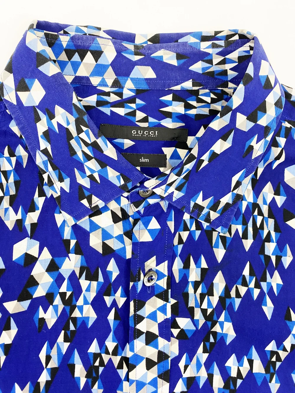 Gucci S/S 2010 blue geometric print shirt — JAMES VELORIA