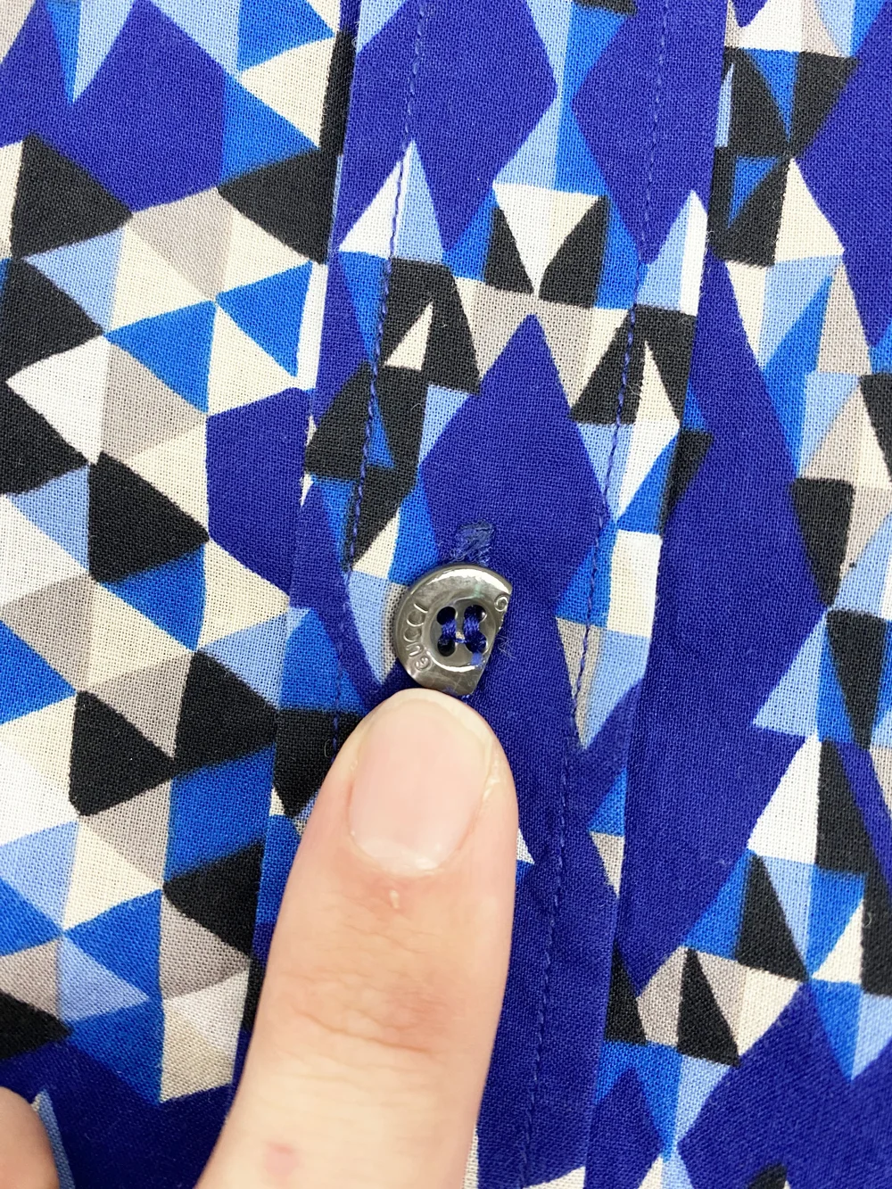 Gucci S/S 2010 blue geometric print shirt — JAMES VELORIA