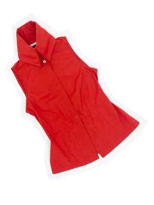 Alexander McQueen 90s red high collar shirt — JAMES VELORIA