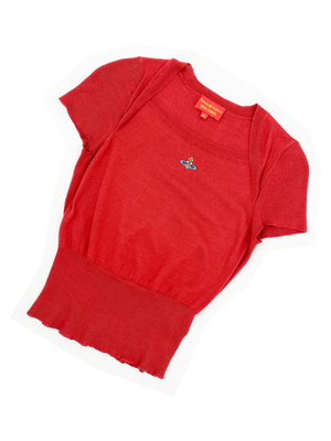 トップス Vivienne Westwood RED LABEL ORB TOPS Vivienne Westwood S/S 2006 red orb sweater — JAMES VELORIA