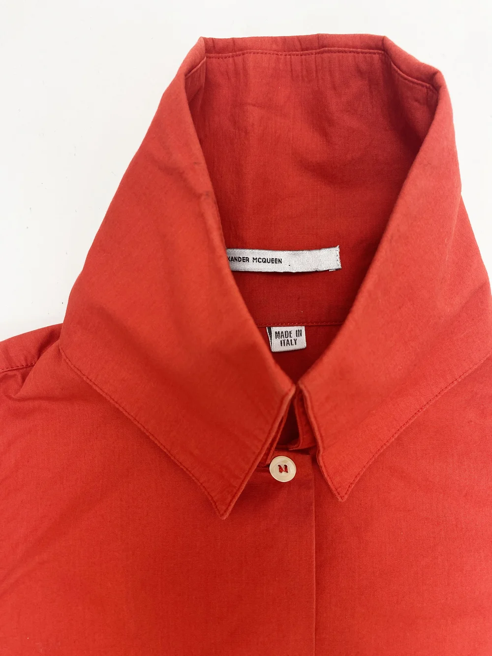 Alexander McQueen 90s red high collar shirt — JAMES VELORIA