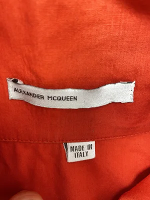 Alexander McQueen 90s red high collar shirt — JAMES VELORIA