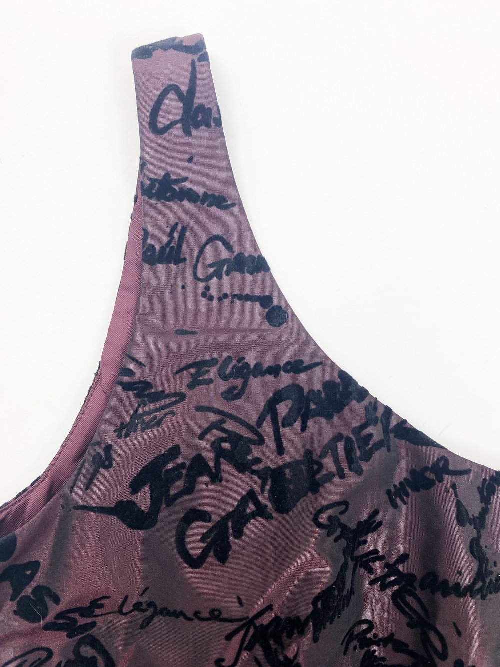 Jean Paul Gaultier F/W 1997 logo brocade bustier — JAMES VELORIA