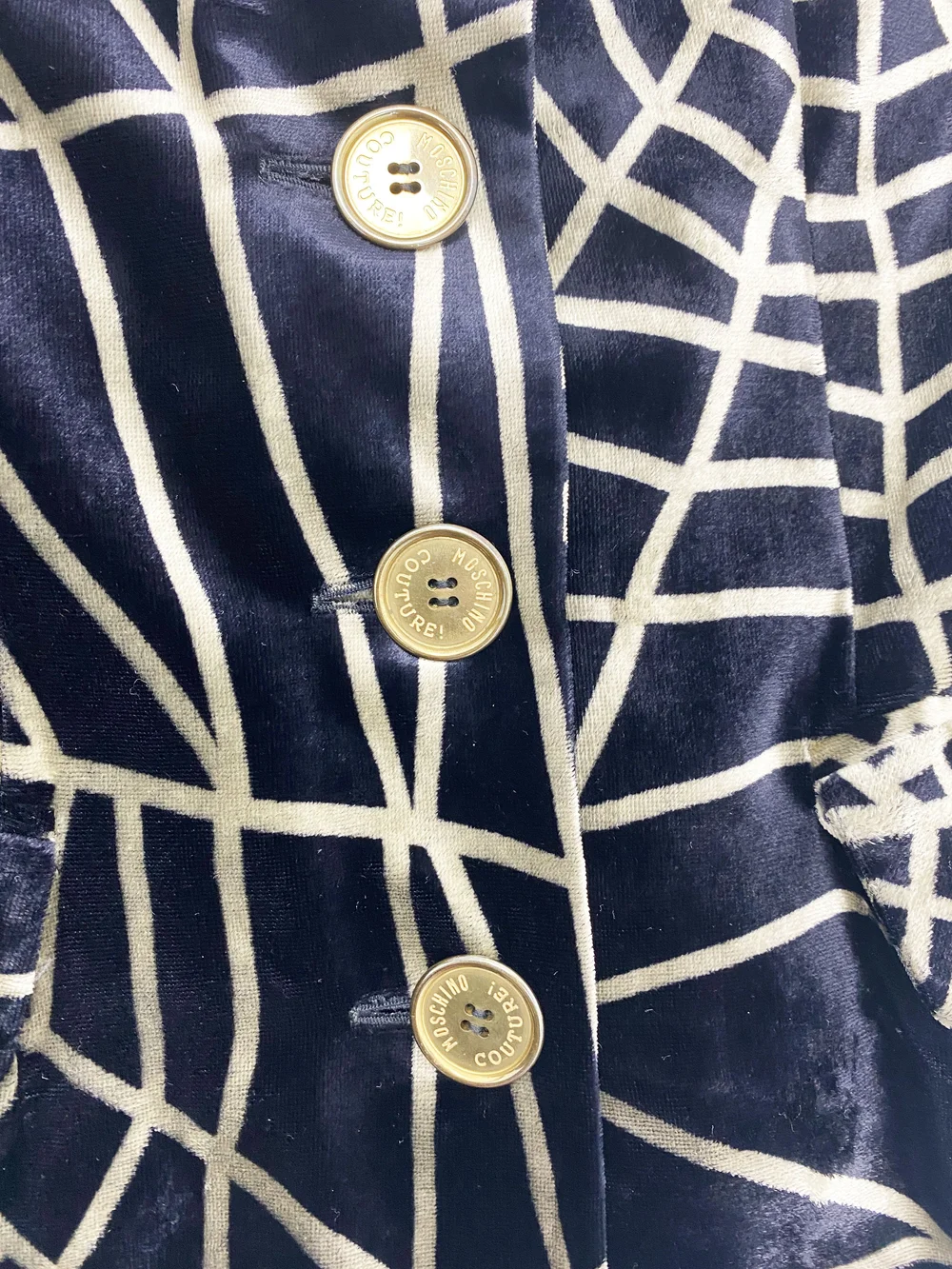 Moschino 90s spider web print velvet blazer — JAMES VELORIA