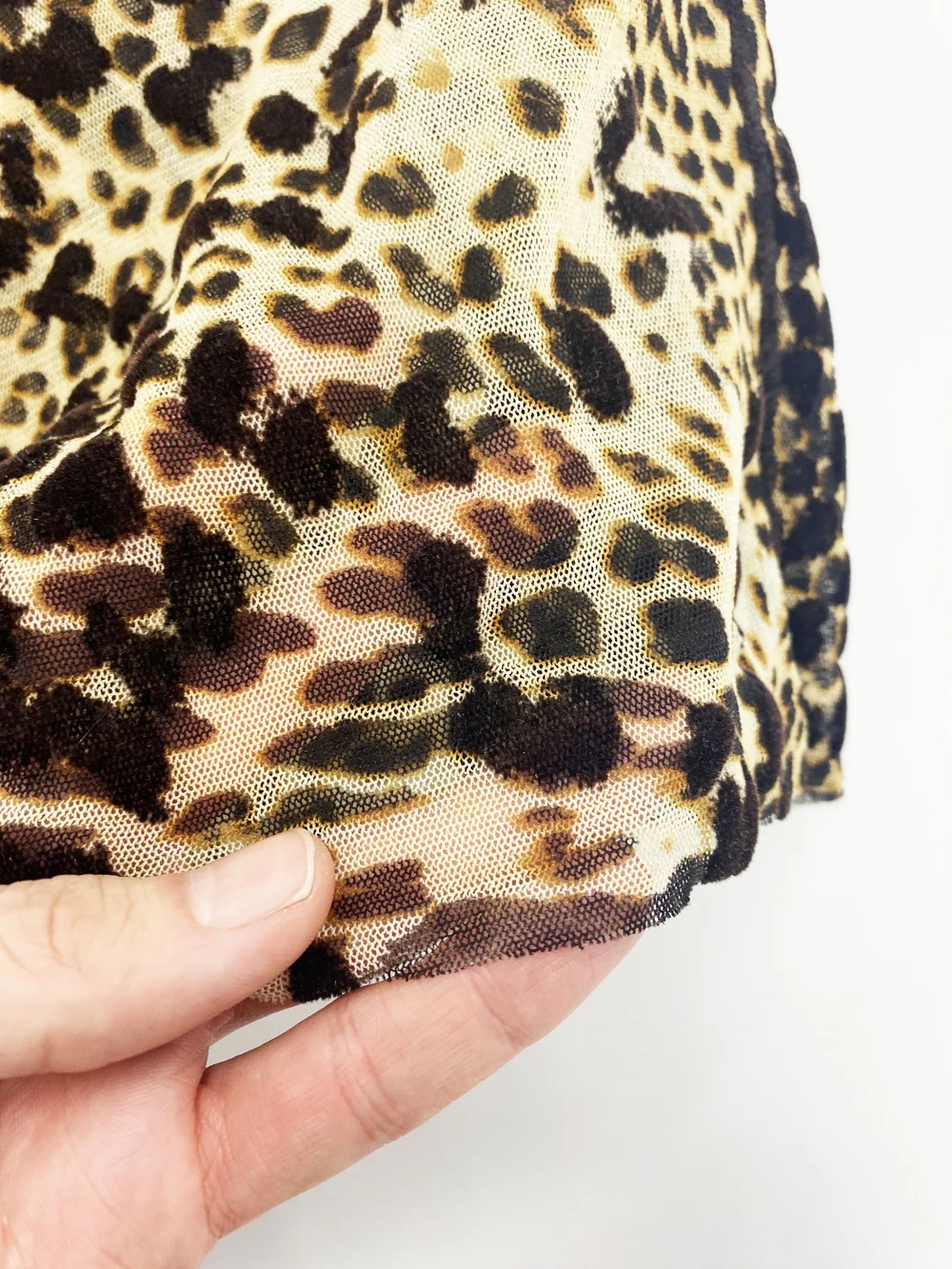 Jean Paul Gaultier flocked leopard print mesh top — JAMES VELORIA